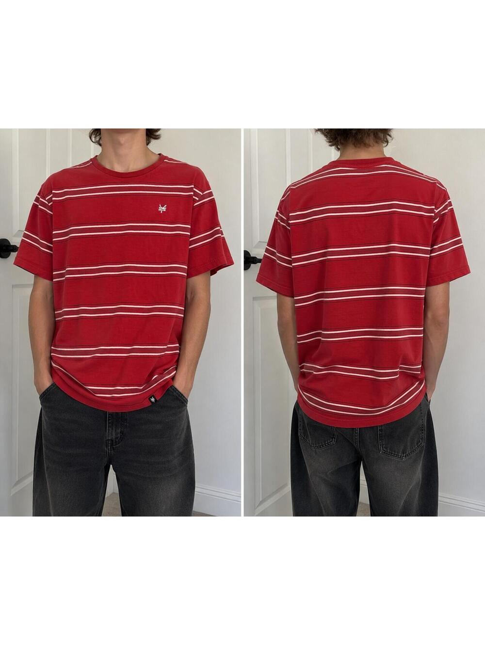 🔥 Y2K Zoo York Red Striped T-Shirt Skate Streetwear Graphic Tee